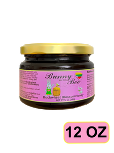 Buckwheat Blossom Honey - 12oz - 24 PACK - Bunny And The Bee - Raw Natural Honey