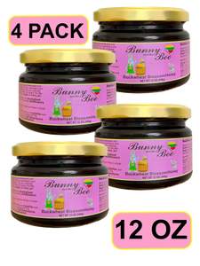 Buckwheat Blossom Honey - 12oz - 4 PACK - Bunny And The Bee - Raw Natural Honey