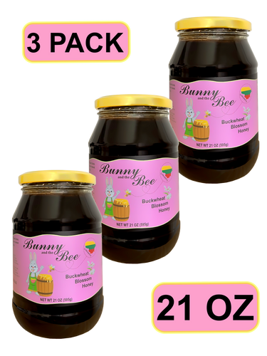 Buckwheat Blossom Honey - 21oz - 3 PACK - Bunny And The Bee - Raw Natural Honey