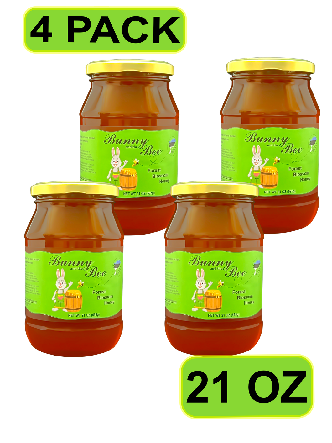 Forest Blossom Honey - 21oz - 4 PACK - Bunny And The Bee - Raw Natural Honey